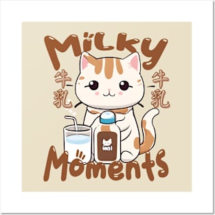 Milky Moments-Kawaii Cat Lovers Posters and Art